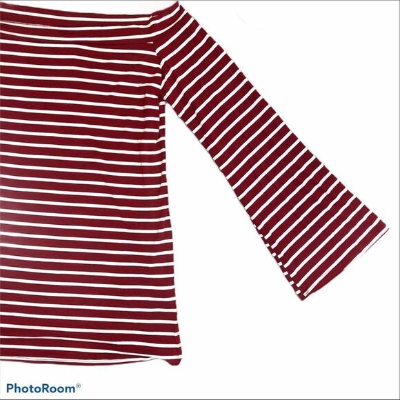 ZJCT brand Red and White Striped Boat Neck Shirt - Picture 11 of 12